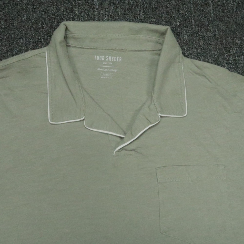 Todd Snyder Shirt Men XL Green Montauk Homespun Jersey Short Sleeve Polo - Picture 2 of 8